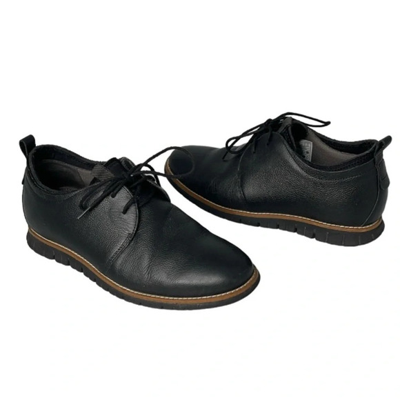 HUSH PUPPIES Mens Colby Black Pebble Grain Oxford Shoes Lace Up Classic Size 8 - Picture 2 of 12